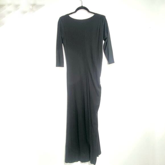 Peruvian Connection Black Long Sleeve Origami Stretch Midi Dress M - Picture 4 of 12